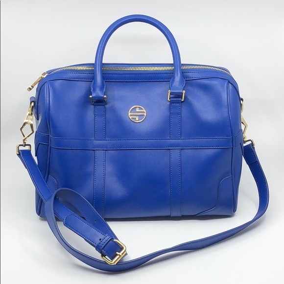 Royal Blue Leather Satchel w/ strap